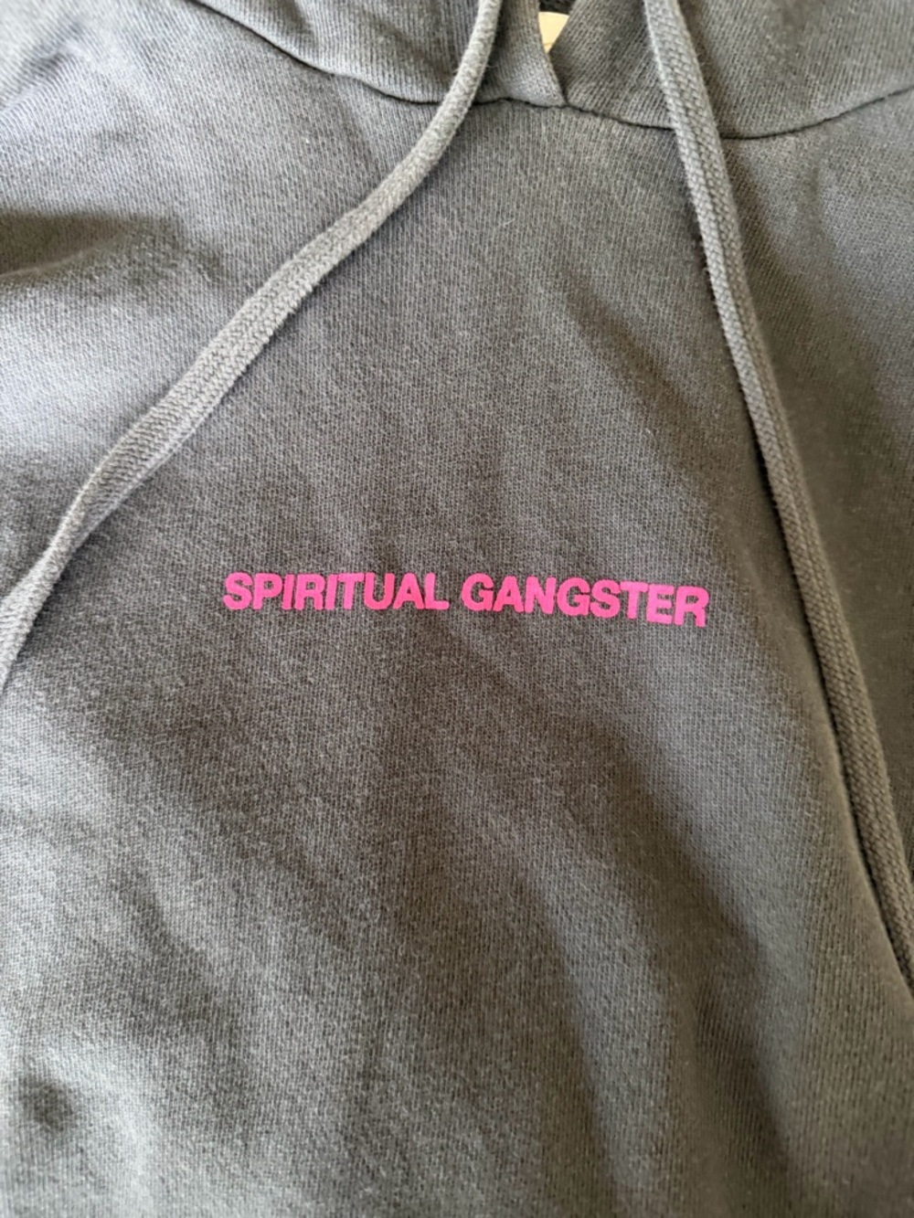 Spiritual Gangster Charcoal Sweatshirt with Gold Script Tag - Picture 4 of 6